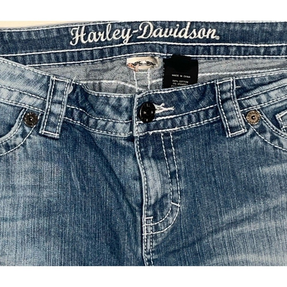 Harley Davidson Jeans Womens‎ 18 Bootcut Y2K Denim Mid Rise Stretch Embroidered